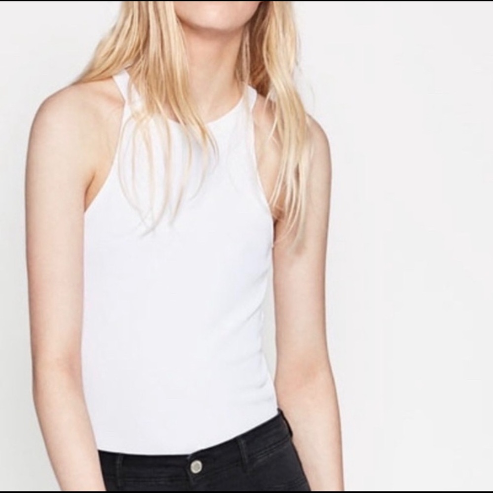 ZARA White Ribbed Body Suit
